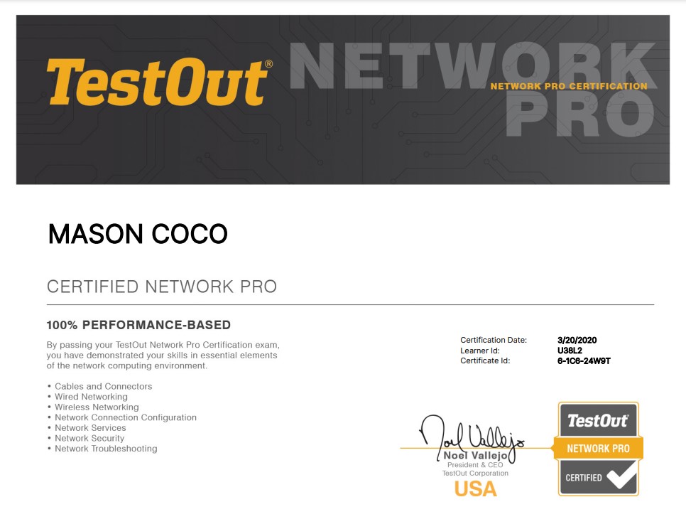 TestOut Network Pro