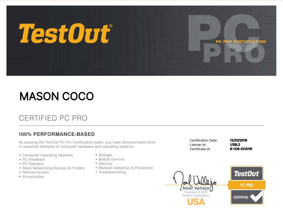 TestOut PC Pro